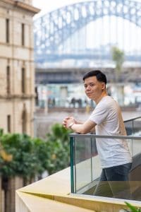 Sydney-Dating-Profile-Photo-Sydney-NSW – Professional Photographer Sydney Ext: Young Asian man wearing a white shirt having Sydney dating profile photos taken by online dating photographer Georgie Greene in Sydney NSW