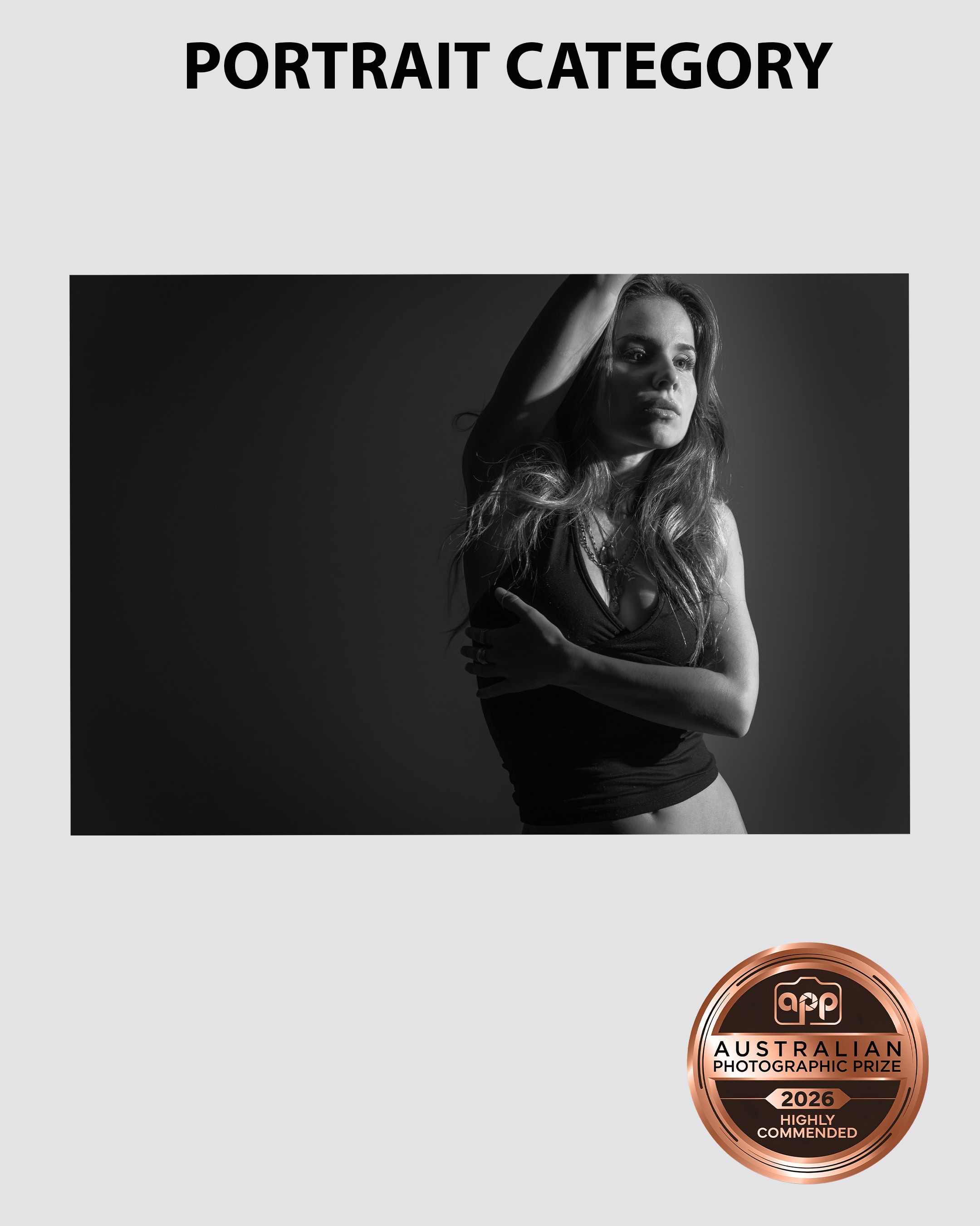 portrait of a dancer with long hair in black and white