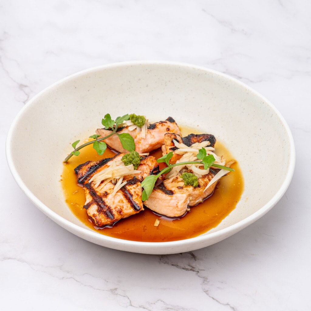 Salmon Japanese dish photographed by Sydney professional food photography Georgie Greene