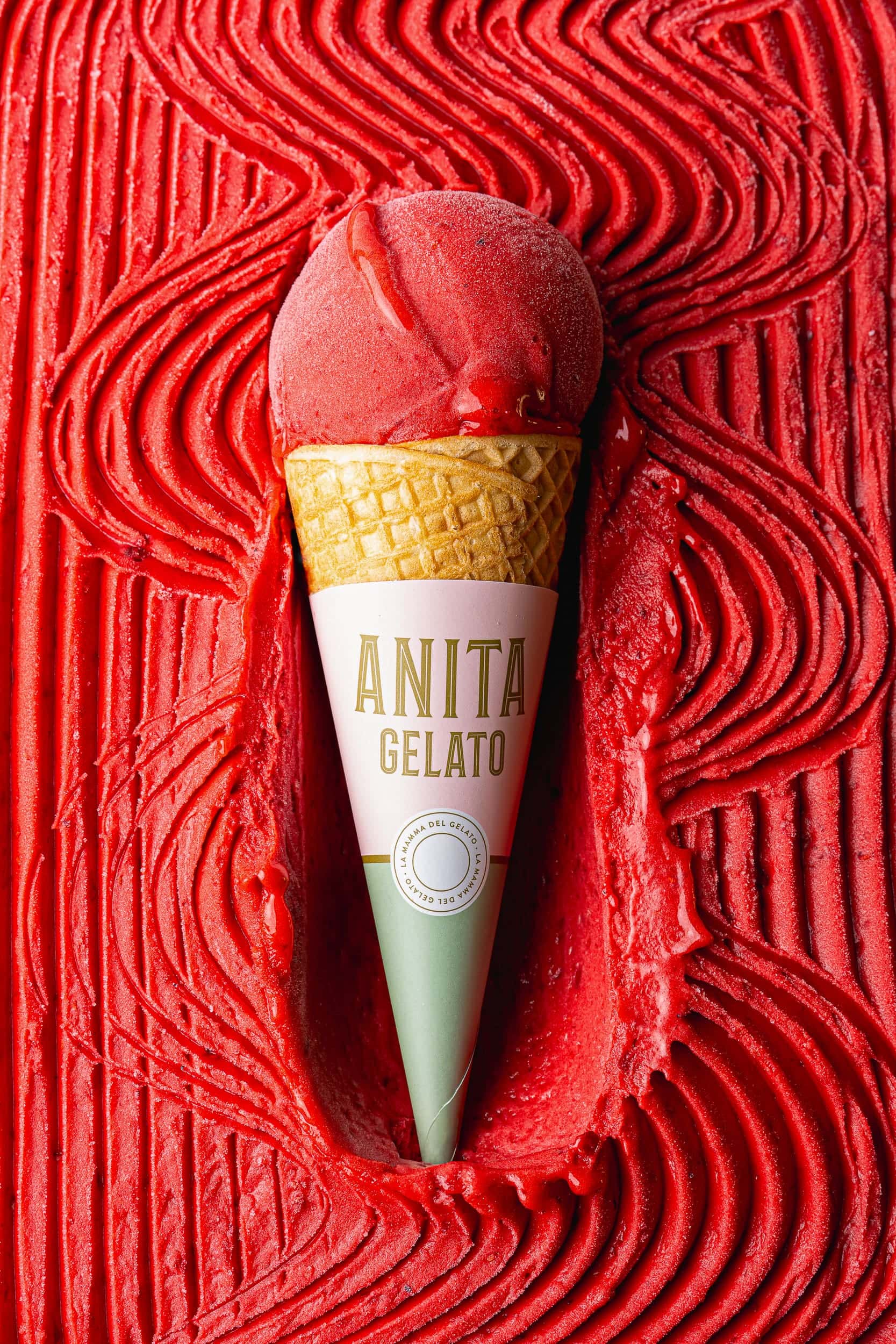 Anita strawberry Gelato taken by Sydney food photographer Georgie Greene