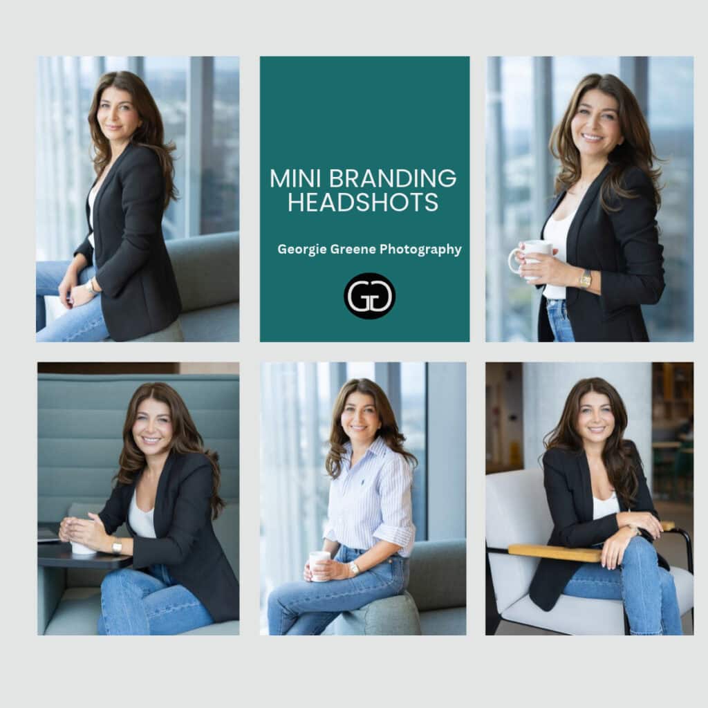 a grid of a portraits and headshots of a female lawyer showing an example of a mini-branding package by Georgie Greene Photography